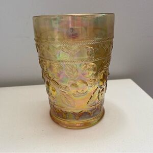 Fenton Iridescent Glass Tumbler Embossed Raised Pattern Brown Carnival Cup Apple